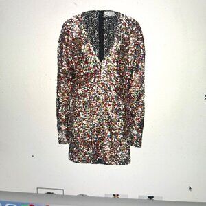 The Attico Sequined Multi-Color Mini Dress – Plunging Neckline, XS / US 4–6
